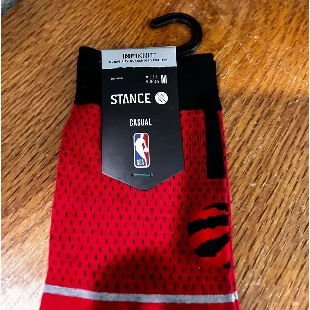 NWT Stance Black & Red Casual NBA Raptors Socks Men 6- 8.5 Women 8 -10.5 #S4